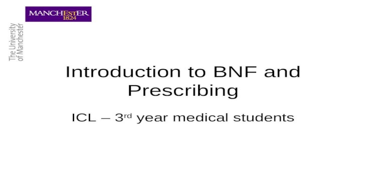 Introduction To Bnf And Prescribing Ppt Powerpoint